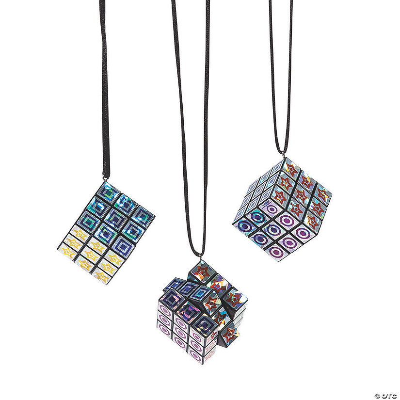 Mini Puzzle Cube Necklaces - 12 Pc. Image