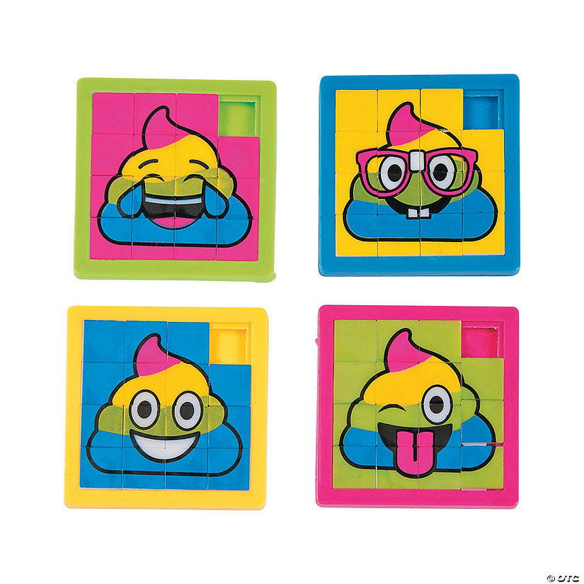 Mini Rainbow Poop Emoji Slide Puzzles - 12 Pc. Image