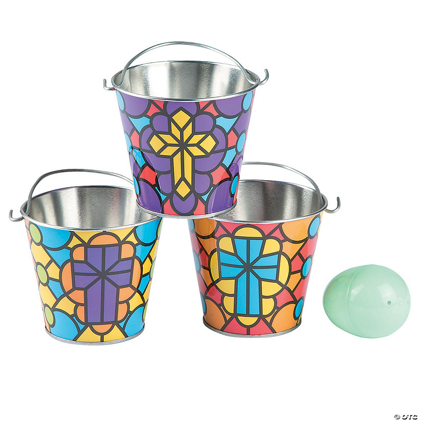 Mini Religious Multicolor Cross Metal Pails Image