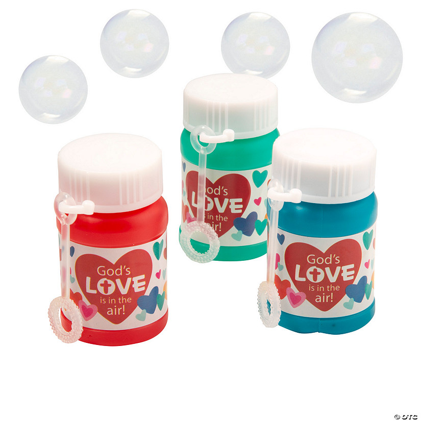 Mini Religious Valentine Bubble Bottles - 24 Pc. Image