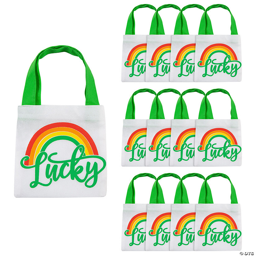 Mini Saint Patrick&#8217;s Day Rainbow Tote Bags - 12 Pc. Image