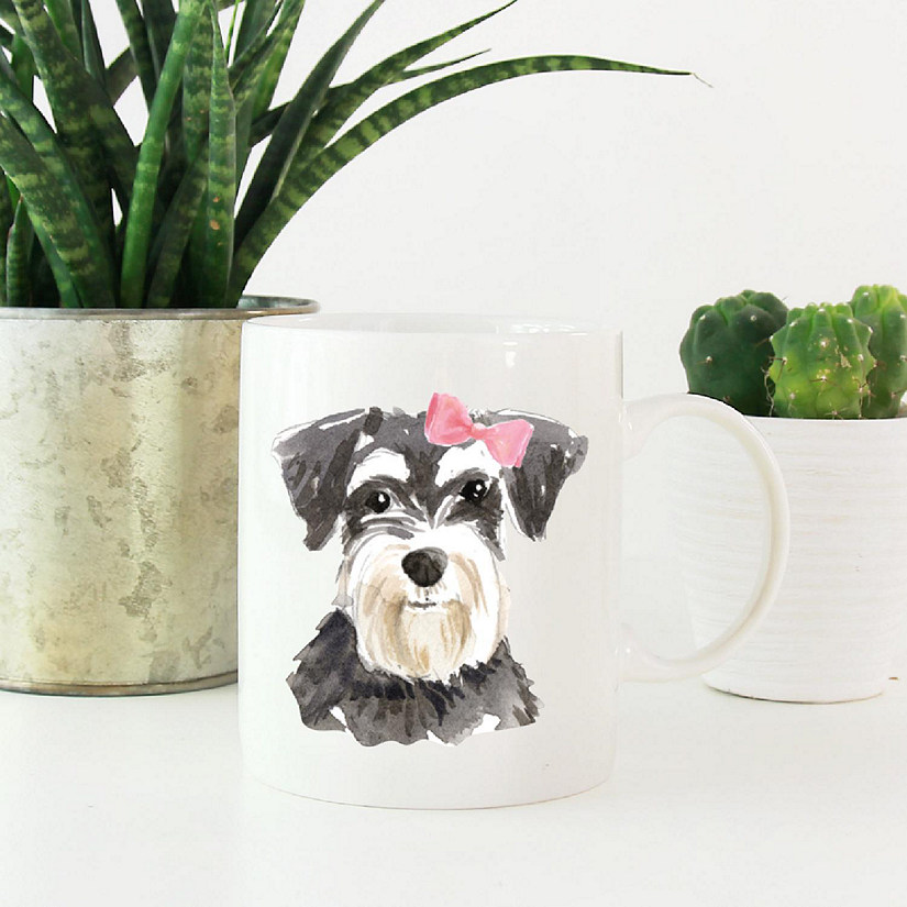 Mini Schnauzer Pink Bow Ceramic Mug Image