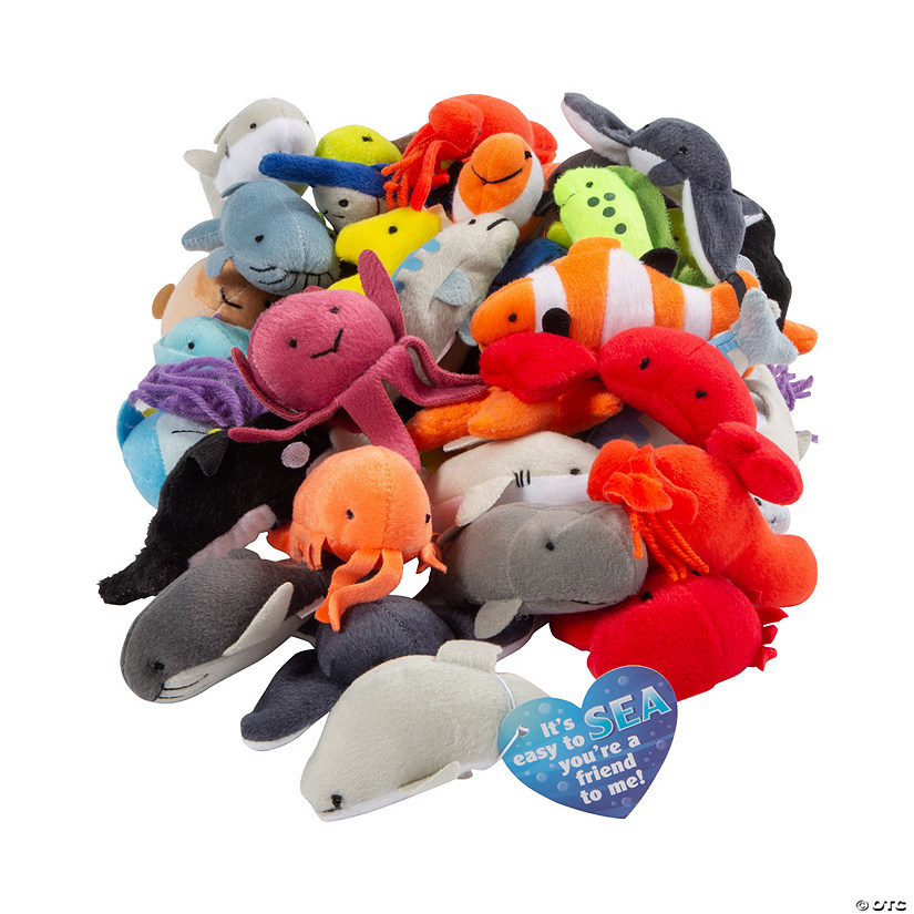 Mini Sea Life Stuffed Animals Valentine Exchanges with Card for 50 Image