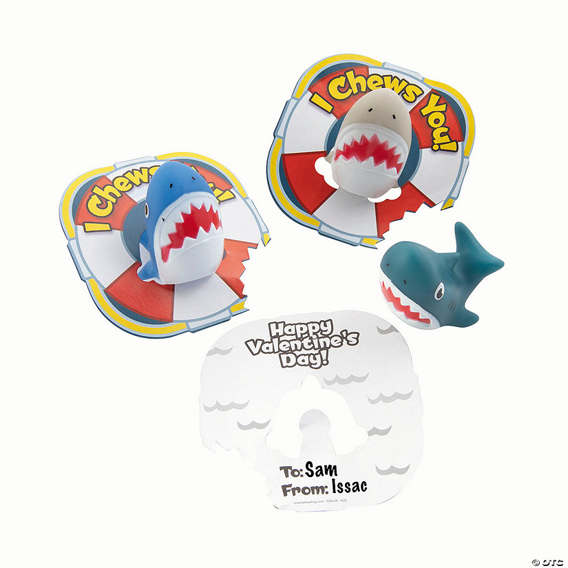 Mini Shark Finger Puppet Valentine Exchanges with Card for 12 Image