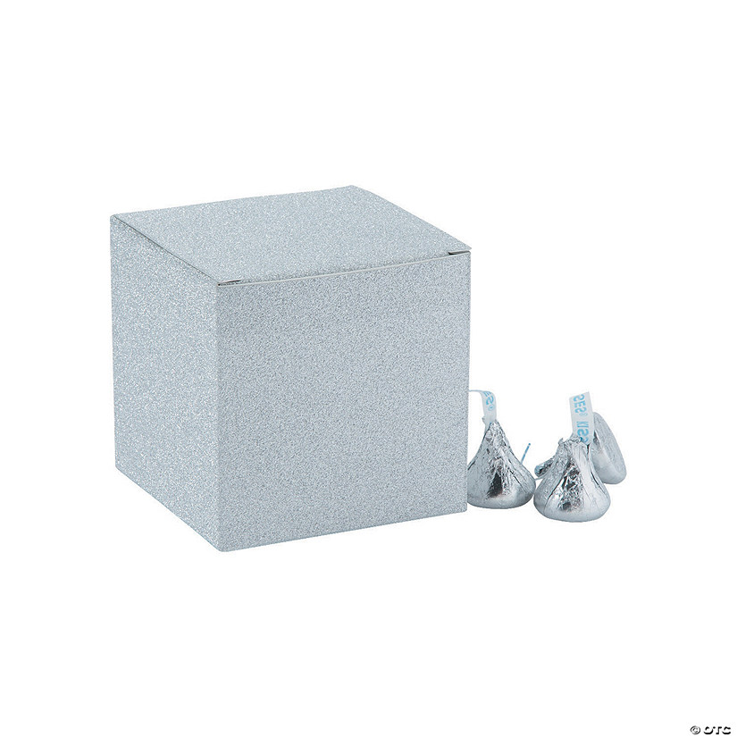 Mini Silver Glitter Favor Boxes - 24 Pc. Image