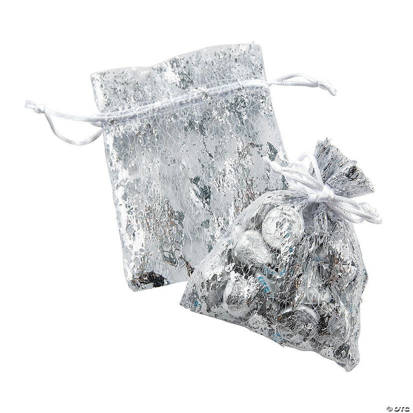 Mini Silver Metallic Organza Drawstring Bags 12 Pc. Oriental Trading
