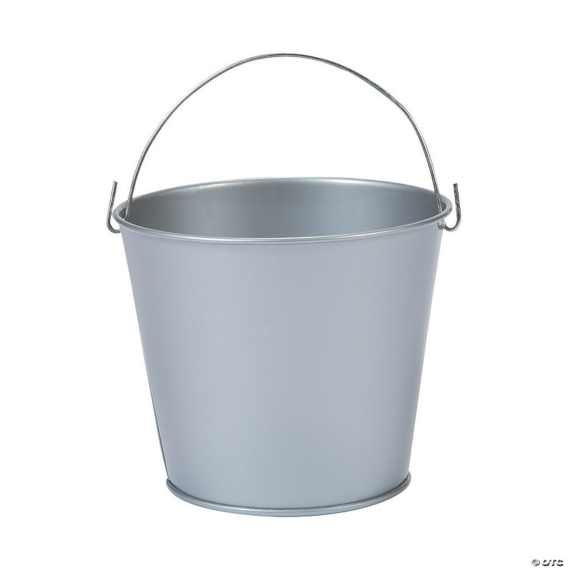 Mini Silvertone Favor Pails - 12 Pc. Image
