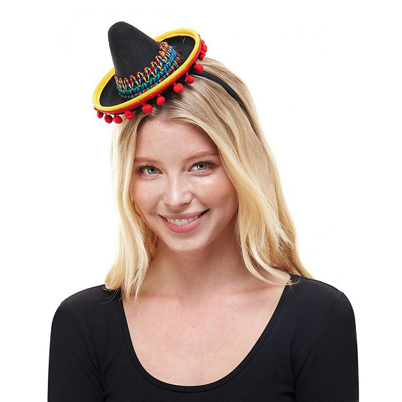 Mini Sombrero Hat Costume Headband  Black Image