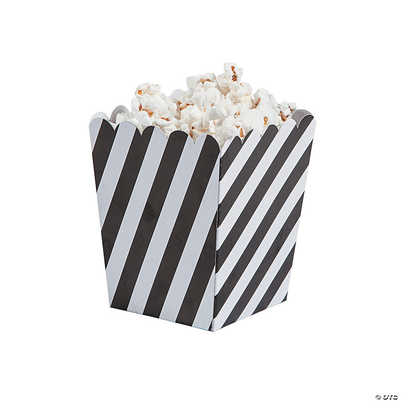 Mini Striped Black &amp; White Popcorn Boxes - 24 Pc. Image