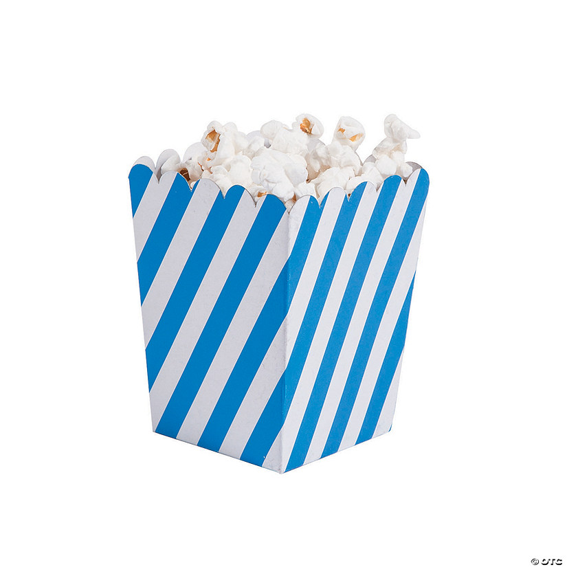 Mini Striped Blue & White Popcorn Boxes - 24 Pc. Image