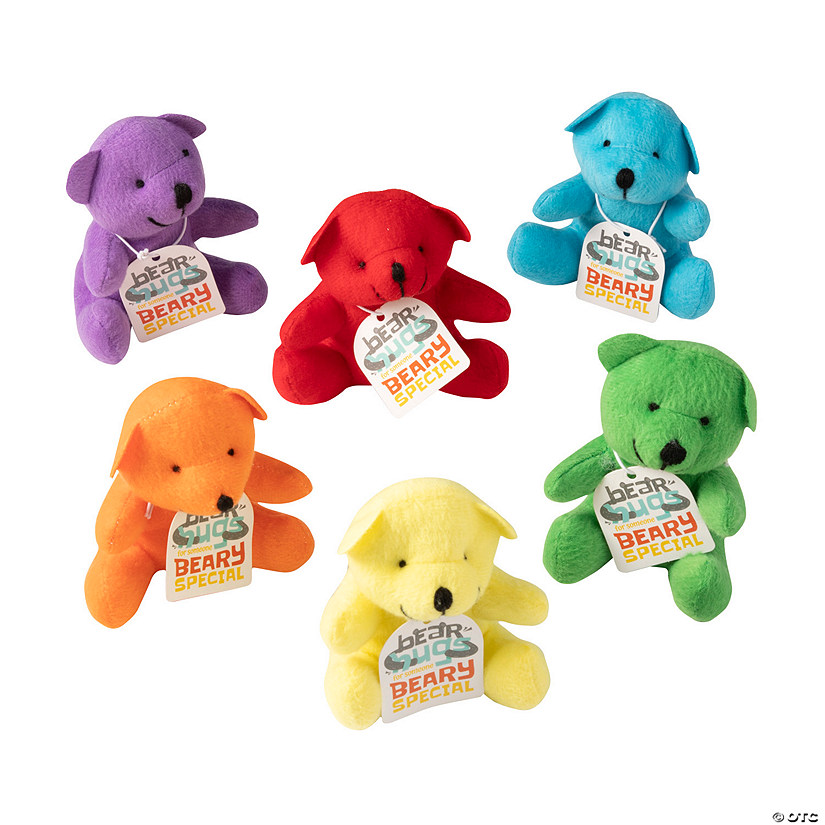 Mini Stuffed Bears with Bear Hugs Card - 12 Pc. Image