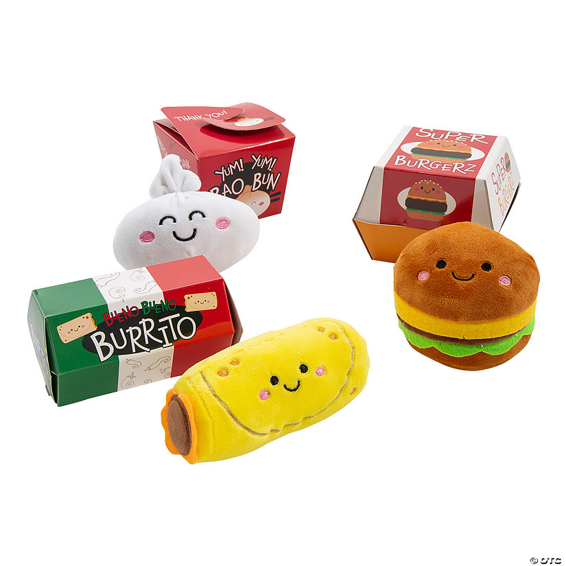 Mini Stuffed Hamburger Burrito Bao Bun Food Characters in Containers - 3 Pc. Image
