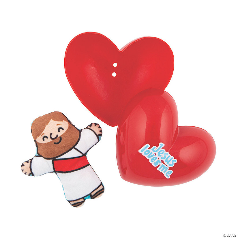 Mini Stuffed Jesus with Heart Containers Valentine Exchanges for 12 Image