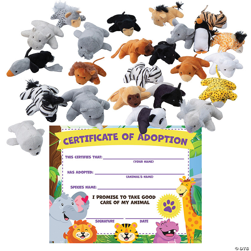 Mini Stuffed Zoo Animal Adoption Kit for 24 Image
