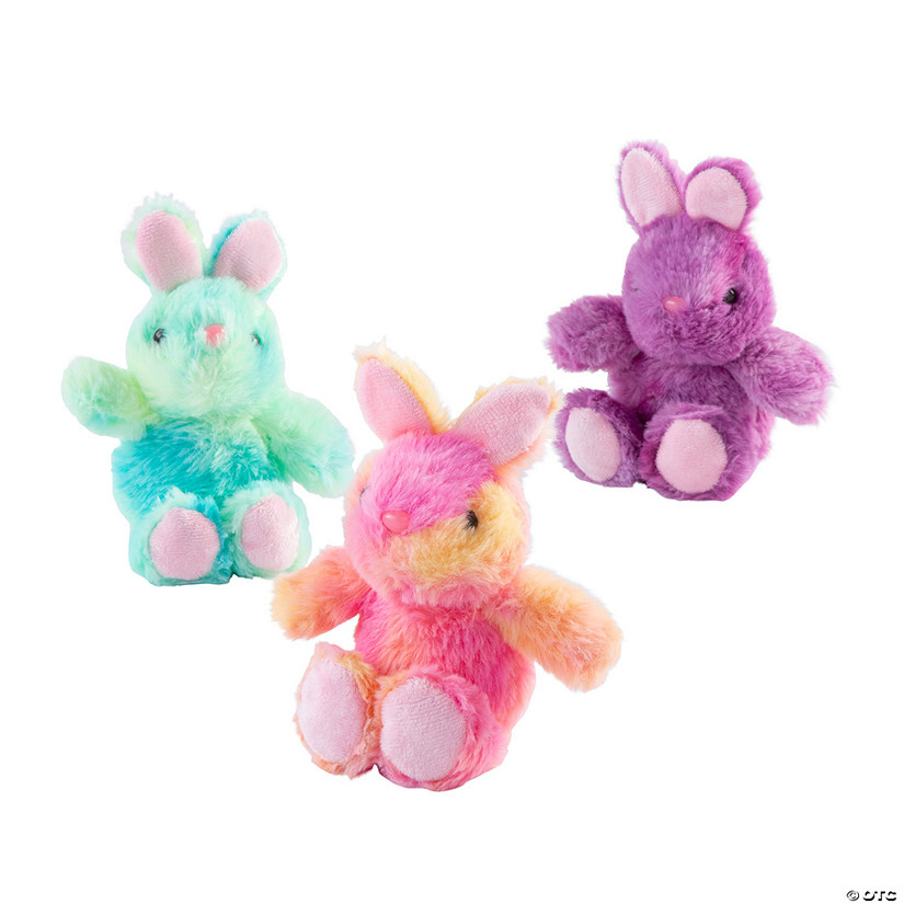 Mini Tie-Dye Stuffed Easter Bunnies - 12 Pc. Image