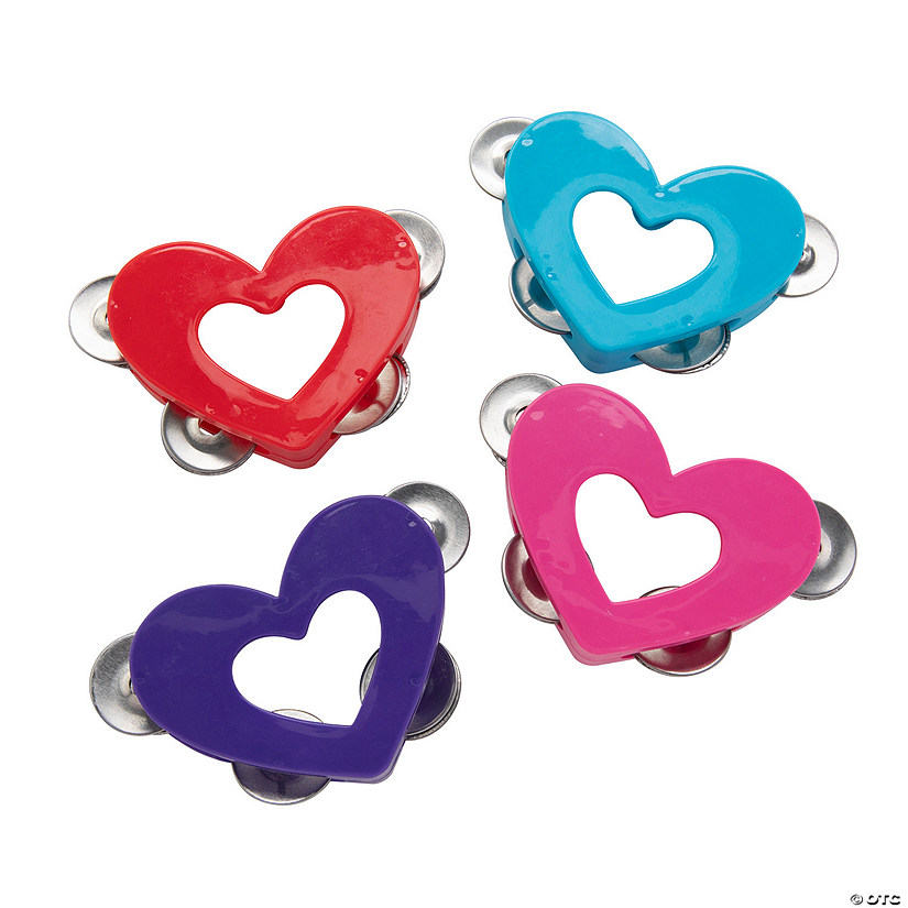 Mini Valentine Heart Tambourines - 12 Pc. Image