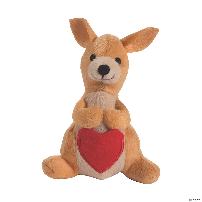 Mini Valentine&#8217;s Day Stuffed Kangaroos with Heart Pouch - 12 Pc. Image