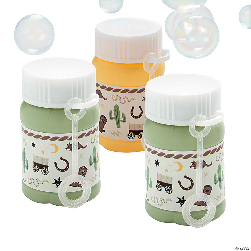 Mini Western Bubble Bottles - 24 Pc. Image