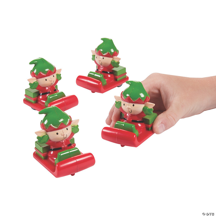 Mini Whimsical Christmas Elf Pull-Back Sleighs - 12 Pc. Image