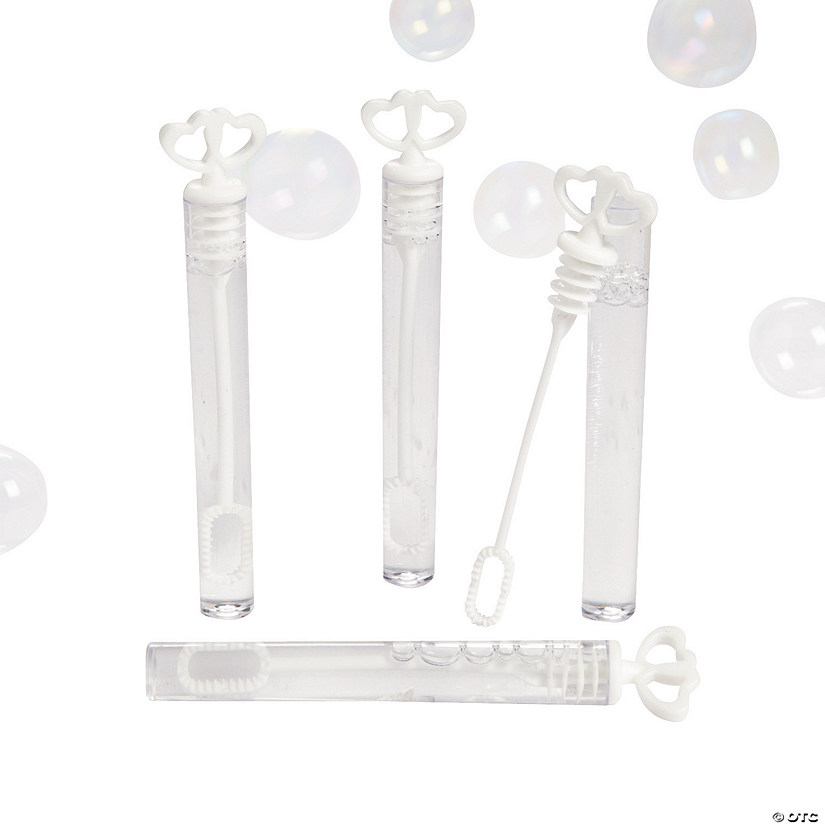 Mini White Heart Bubble Tubes - 24 Pc. Image