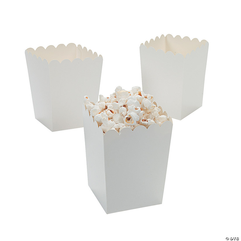 Mini White Popcorn Boxes - 24 Pc. Image