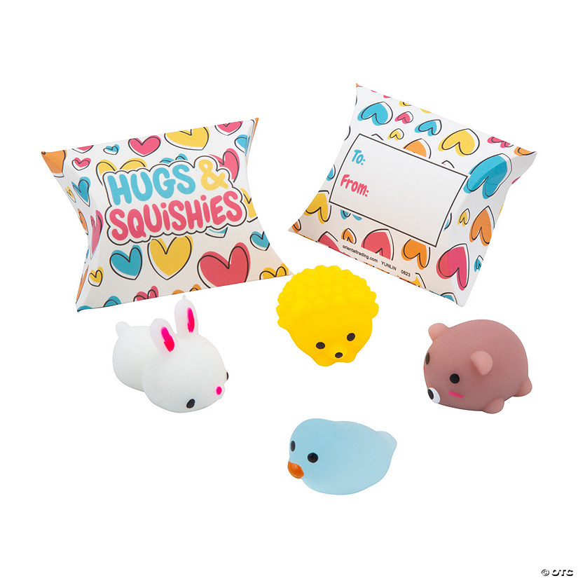 Mini Woodland Animal Mochi Hugs & Squishies Valentine Exchanges with Cards for 12 Image