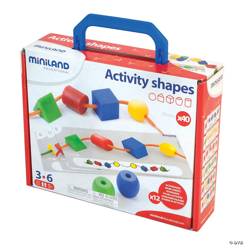 Miniland Educational Activity Shapes (Giant Beads) and Laces, 2 Sets Image