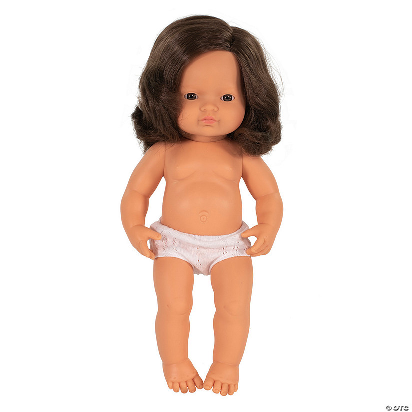 Miniland Educational Anatomically Correct 15" Baby Doll, Caucasian Girl, Brunette Image