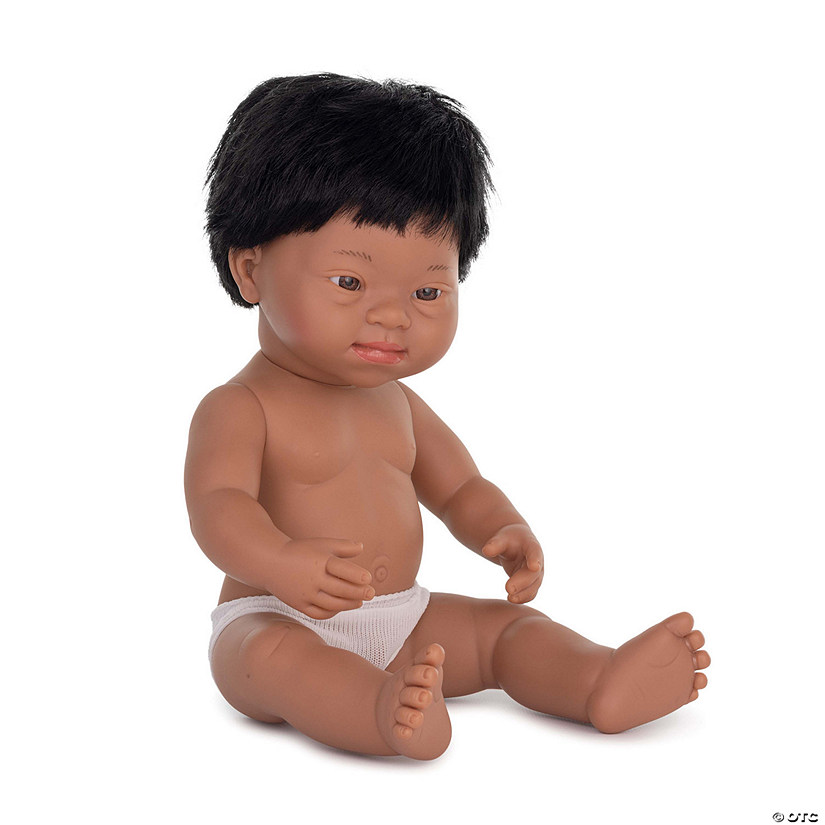 Miniland Educational Anatomically Correct 15" Baby Doll, Down Syndrome Hispanic Boy Image