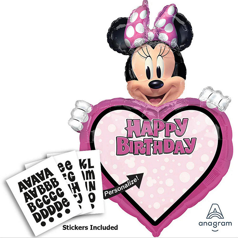 Minnie Mouse 34" Happy Birthday Personalized Balloon Kit Image