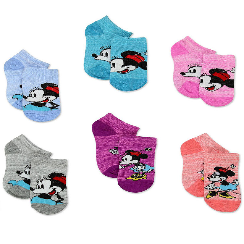 Minnie Mouse Classic Toddler Girls 6 Pack No Show Socks (Shoe Size: 4-7 ...