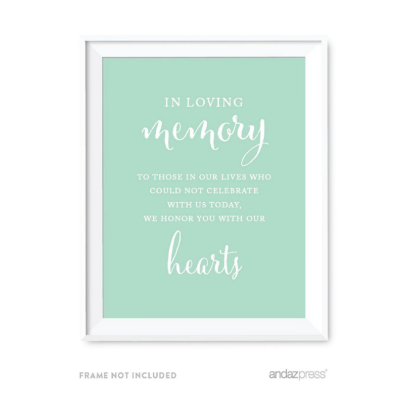 Mint Green In Loving Memory Sign 8.5x11 Image