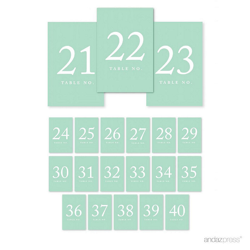 Mint Green Table Numbers 21 40 Image