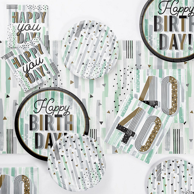 Minted Milestone Chocolate Chip Mint 40th Birthday Tableware Set