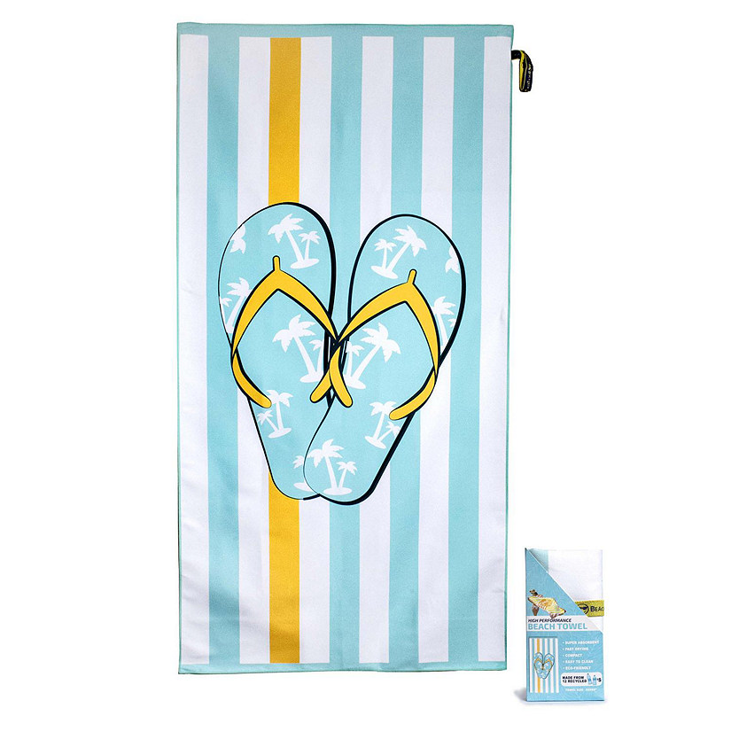 MinxNY - High Performance Large, Light Blue Stripe Sandals Beach Towel. Image