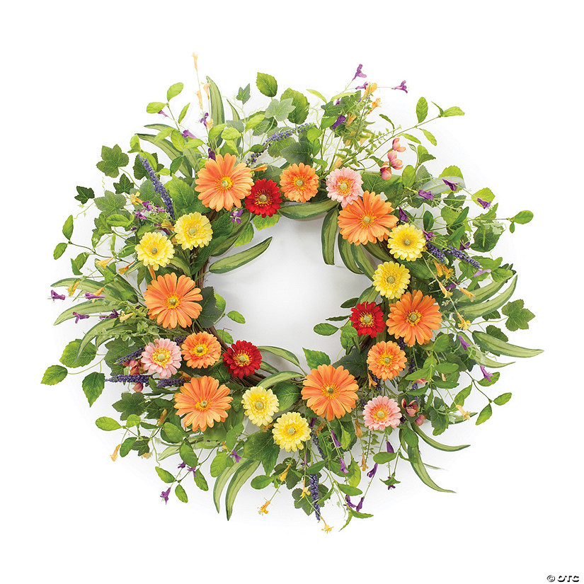 MiPropered Daisy Floral Wreath 27.5"D Polyester Image