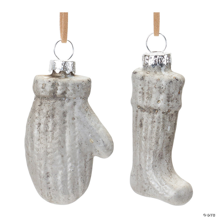Mitten And Stocking Ornament (Set Of 12) 3.25"H Glass Image