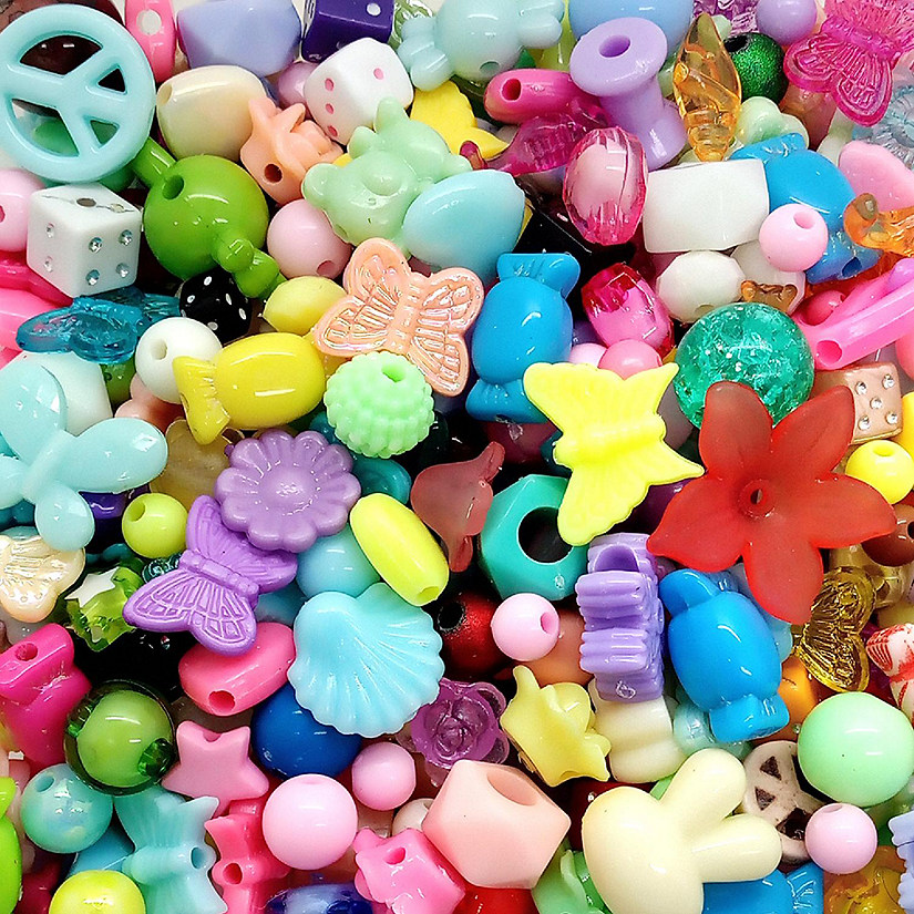 Mixed Acrylic Beads, Colorful Shape Assortment, 400 pcs Image
