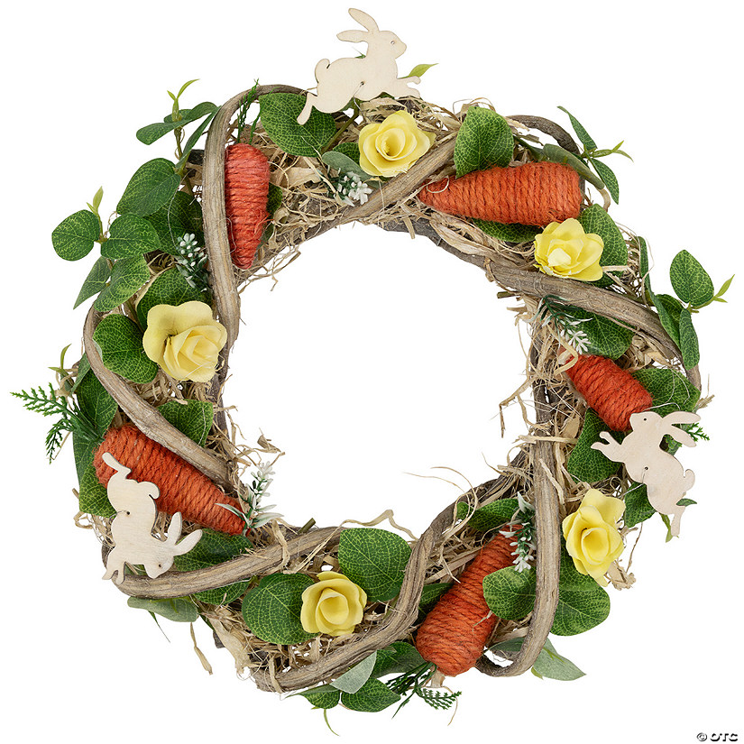 Mixed Floral and Carrots Artificial Easter Wreath - 11.5" Image
