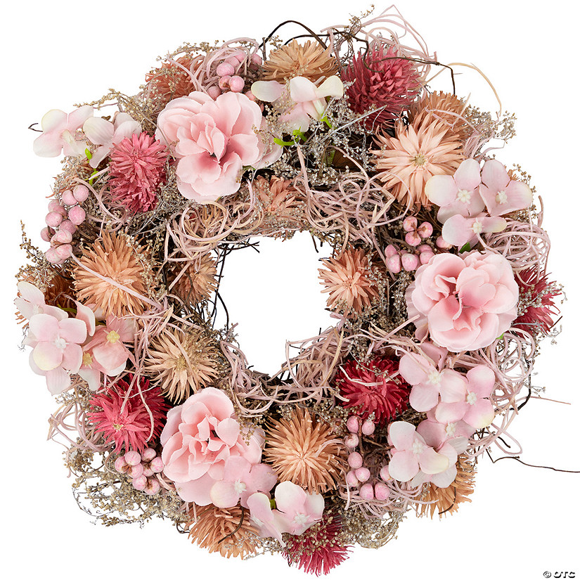 Mixed Floral Artificial Spring Wreath - 9.75" - Pink Image