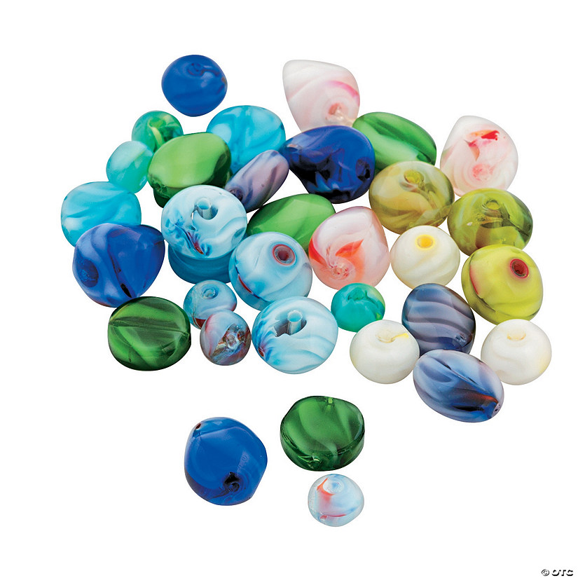 Mixed Shapes Marbelized Glass Beads 4mm 9mm Discontinued