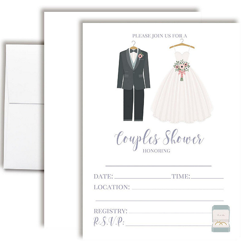 Modern Bride and Groom Couples Shower Party Invitations Image
