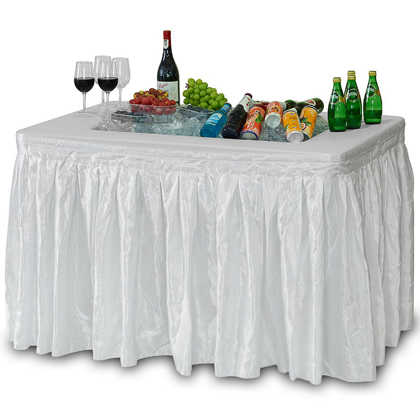 Modern Home 4' Portable Folding Party Ice Bin Table with Edge and Skirt - White Image