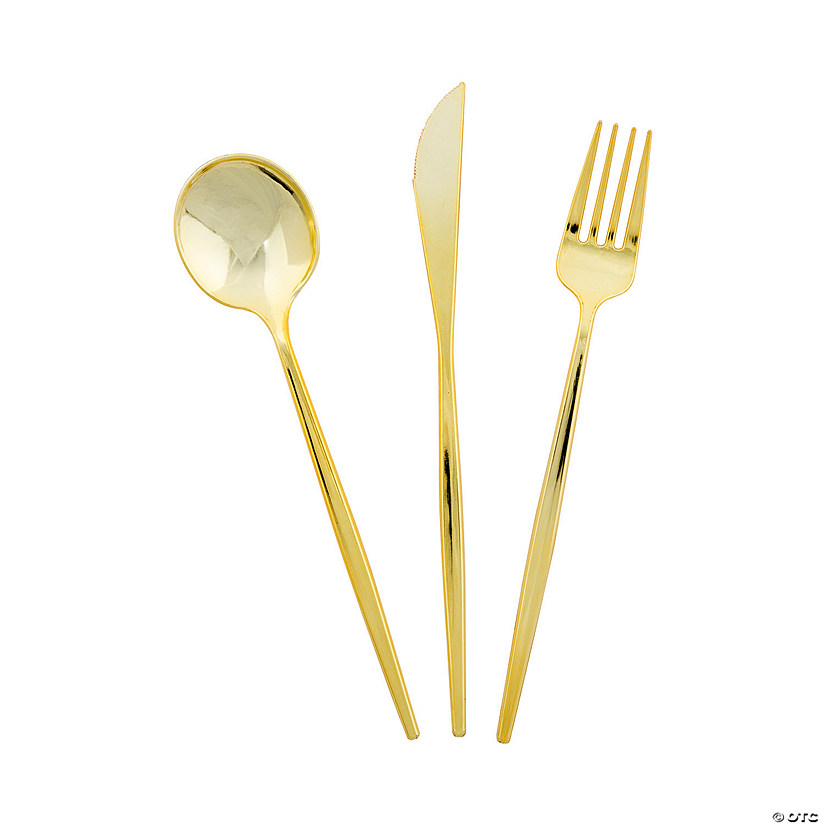 Modern Plastic Gold Cutlery Sets - 24 Ct. Image