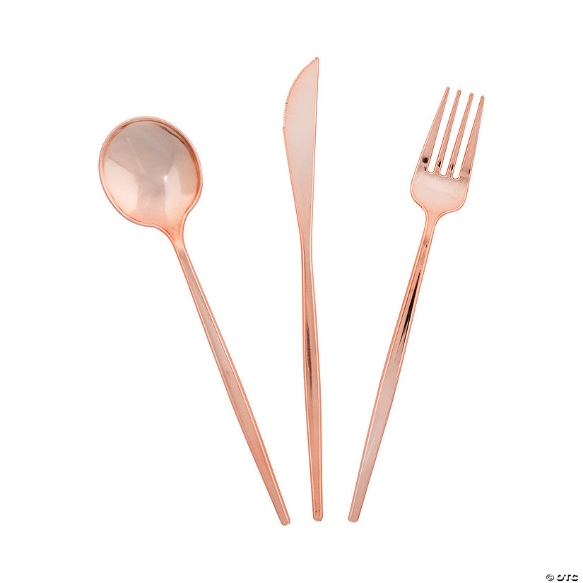 Modern Plastic Rose Gold Cutlery Sets - 24 Ct. Image