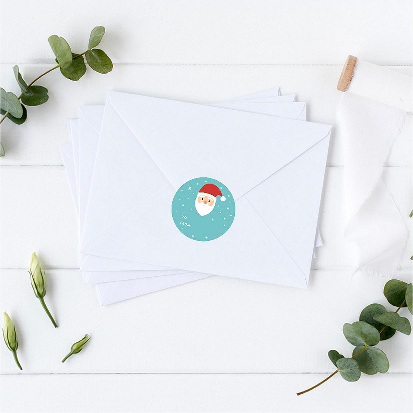 Modern Santa Christmas To/From Labels Image
