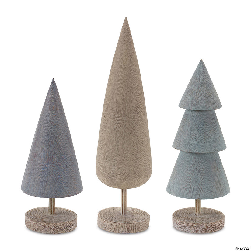 Modern Tabletop Pine Tree (Set Of 6) 12.75"H, 14"H, 17.25"H Resin Image