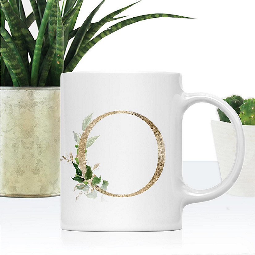 Monogram O Ceramic Mug Gold Palm Image