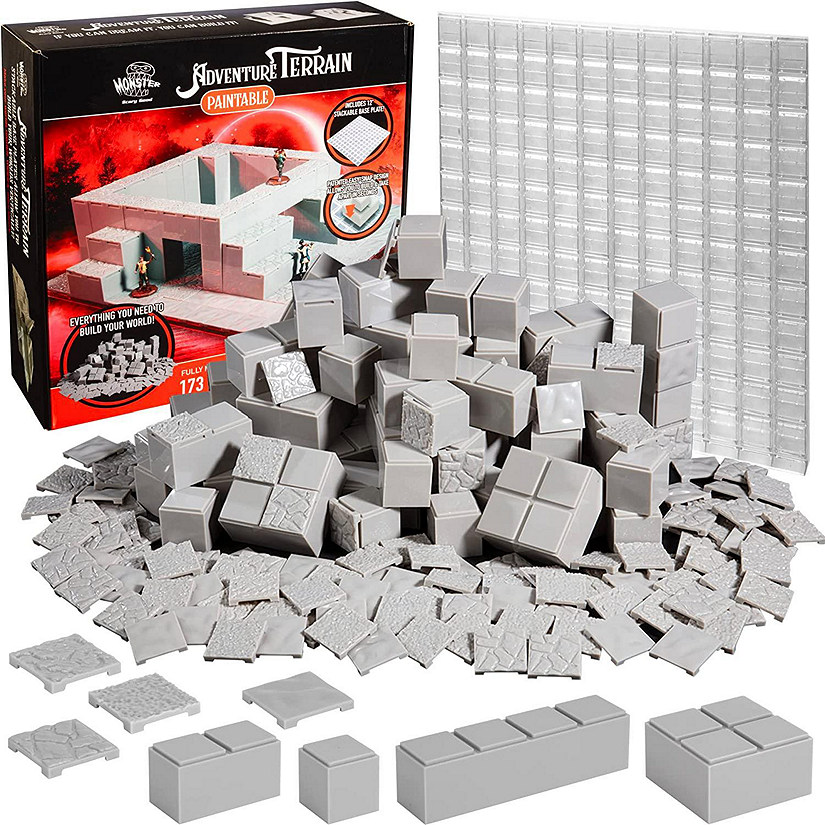 Monster Adventure Terrain - 173pc Paintable Core Building Set w Baseplate Image