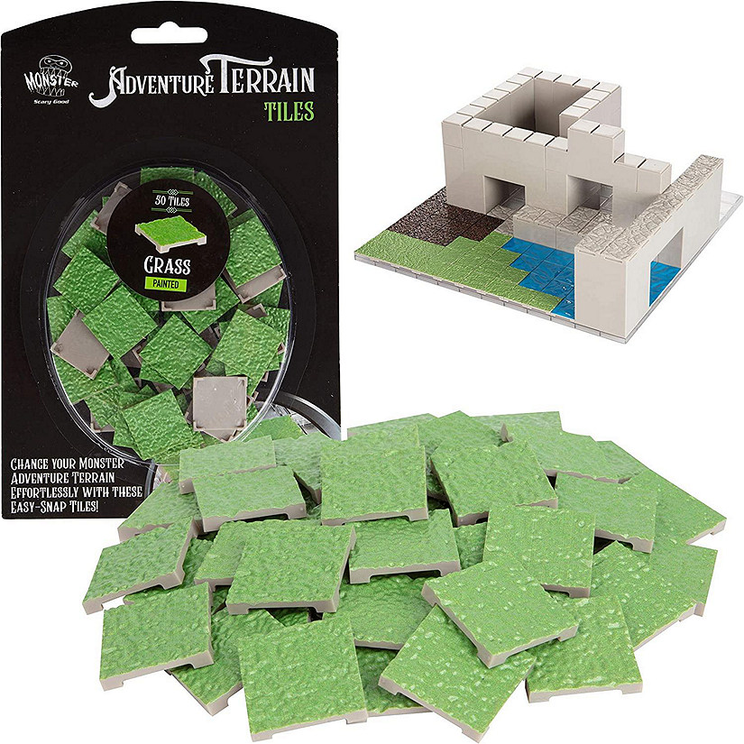 Monster Adventure Terrain- 50pc Grass Tile Expansion Pack- Hand-Painted 1x1" Tile Set- Easy Snap Creates Amazing Tabletop Terrain in Minute- Customize Your D&D Image